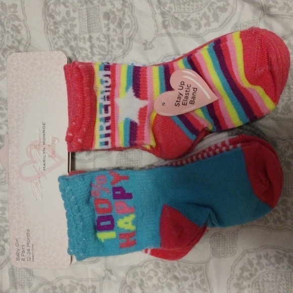 NEW Marilyn Monroe baby 8PK infant crew pattern socks size 12-24 months - Picture 1 of 10